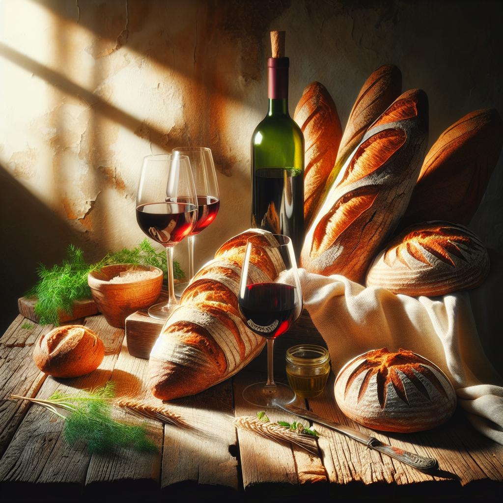 Rustic Bread and Wine Indulgence