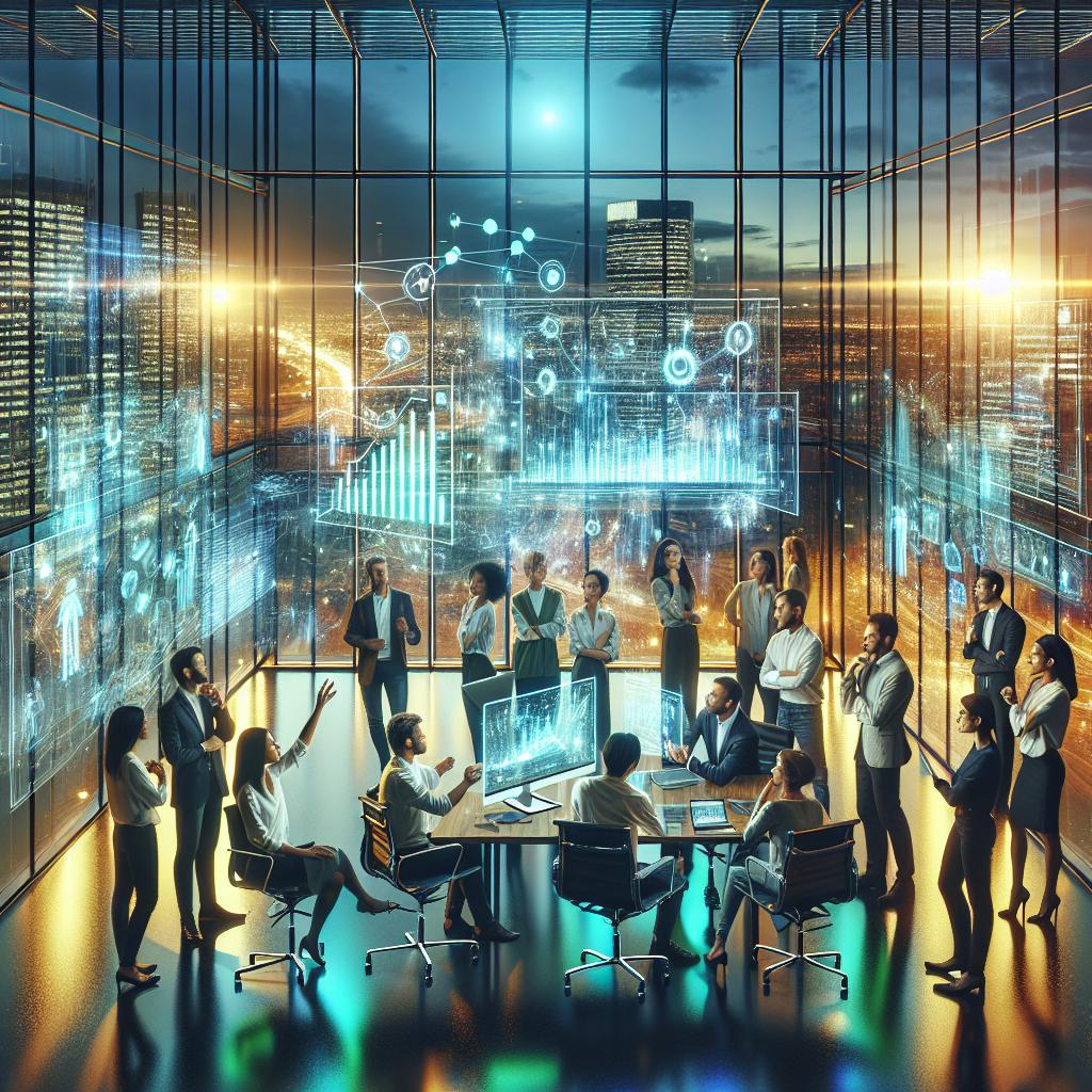 Startup Brainstorming in a Futuristic Workspace
