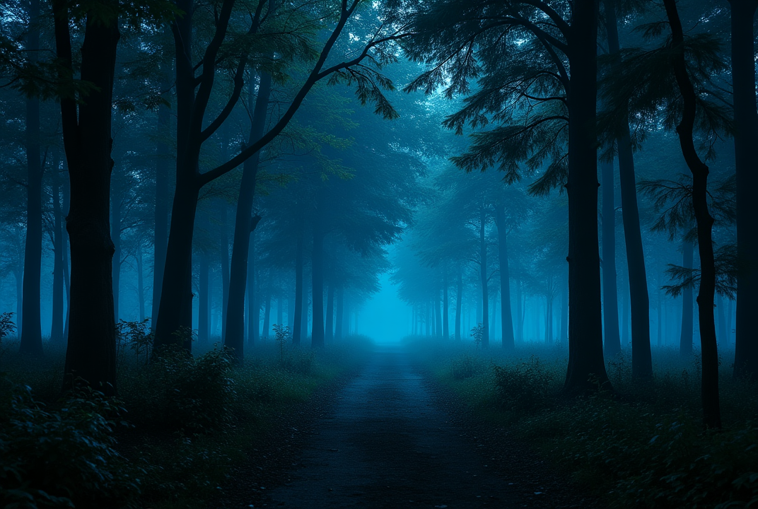 Enchanted forest with bioluminescence